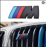 Set logo M Power fata spate metal auto grila pt BMW negru sau argintiu