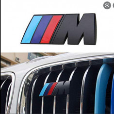 set logo M Power fata spate metal auto grila pt BMW negru sau argintiu