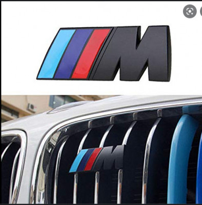 set logo M Power fata spate metal auto grila pt BMW negru sau argintiu foto
