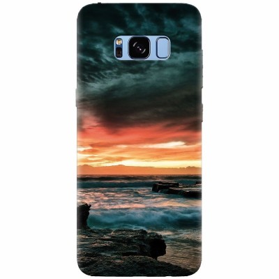 Husa silicon pentru Samsung S8, Dramatic Rocky Beach Shore Sunset foto