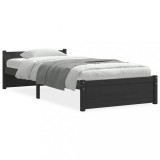 Cumpara ieftin Cadru de pat mic single, negru, 75x190 cm, lemn masiv