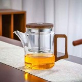 Ceainic , zZEN FLOW, 650 ml cu infuzor si sistem cu buton, sticla borosilicata