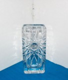 Vaza cristal masiv (full lead crystal 28% PbO) suflată și tăiată manual, anii 60 - Sunburst - semnata Bengt Edenfalk, SKRUF Glasbruk Suedia