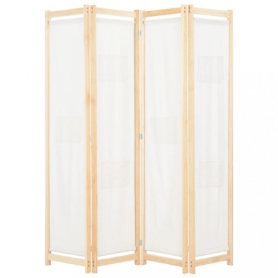 vidaXL Paravan de cameră cu 4 panouri, crem, 160x170x4 cm, textil foto