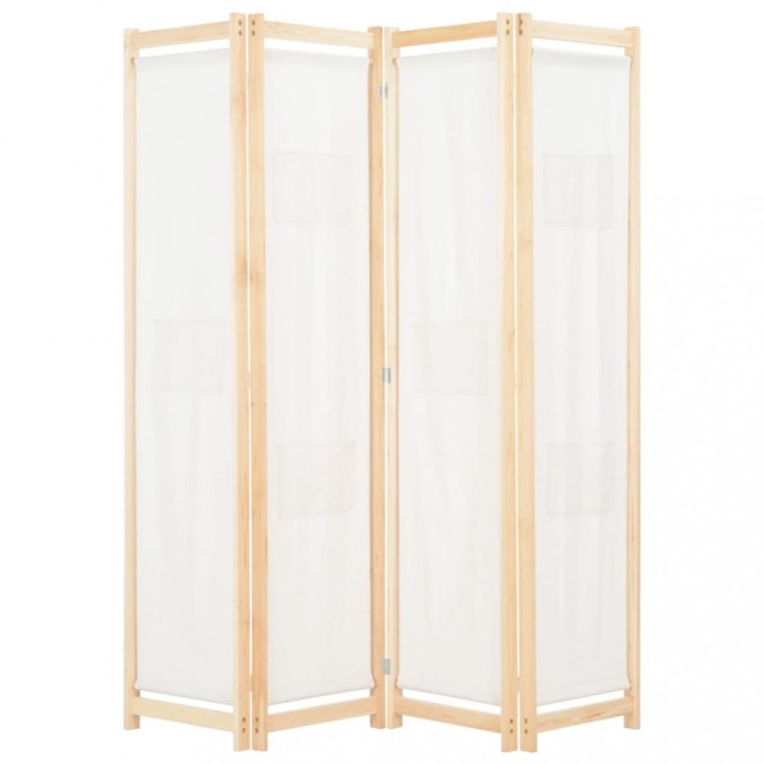 vidaXL Paravan de cameră cu 4 panouri, crem, 160x170x4 cm, textil