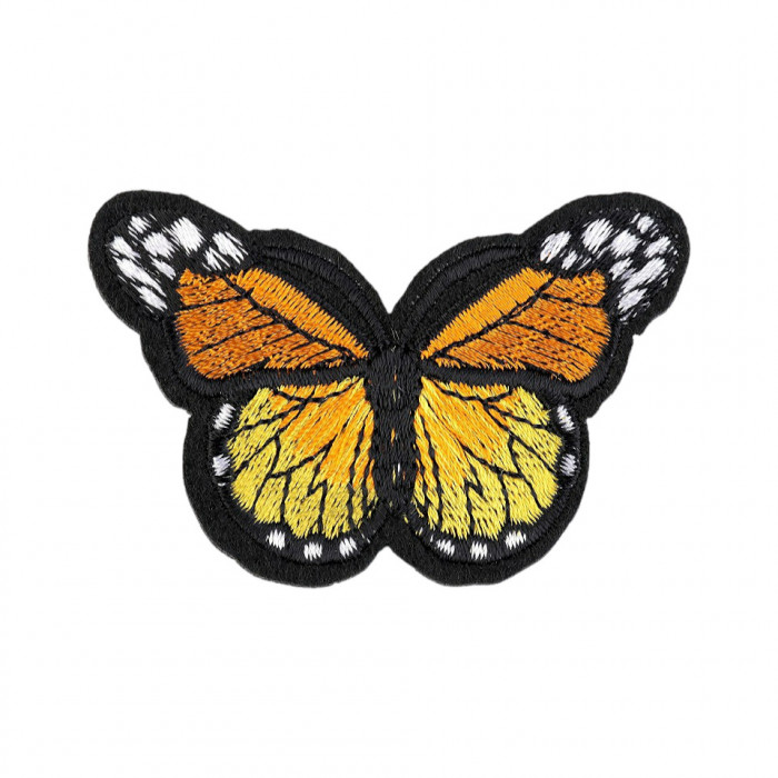 Aplicatie termoadeziva brodata Crisalida, 48 x 70 mm, fluture Galben-Portocaliu