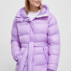 Helly Hansen geaca femei, culoarea violet, de iarna