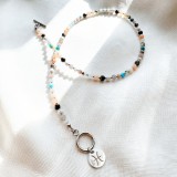 Colier la baza gatului argintiu cu cristale - zodia Pesti