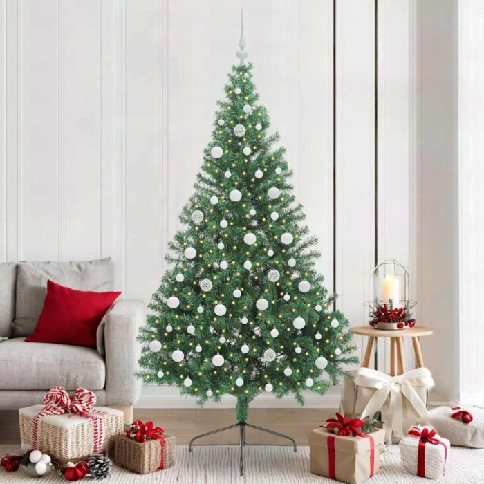 vidaXL Pom de Crăciun artificial pre-iluminat Verde 210 cm PVC 3397027