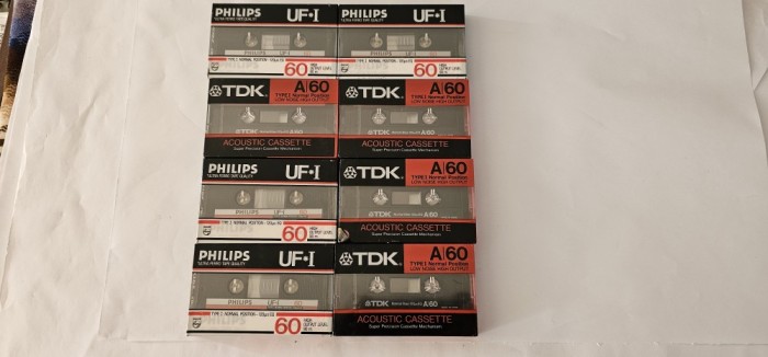 CASETA TDK A 60 SIGILATA LOT 4 BUCATI , SI PHILIPS UF-I 60 LOT 4 BUCATI . TOTAL 8 CASETE .