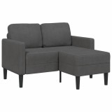 vidaXL Canapea cu 2 locuri cu șezlong &icirc;n formă L gri &icirc;nchis 125 cm in