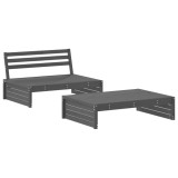 Set mobilier relaxare gradina, 2 piese, gri, lemn masiv de pin