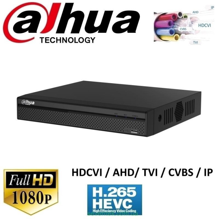 DVR 16 canale Pentabrid Full HD compresie video H.265, Dahua XVR5116HS-X, HDCVI, AHD, TVI, CVBS + 8 canale IP pana la 6MP