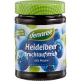 Gem de afine bio Dennree, 100% natural, fara zahar rafinat adaugat, dulceata ecologica, 240g