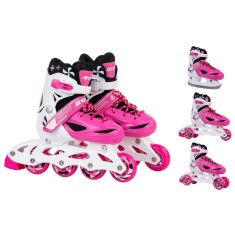 Role reglabile 4in1 pentru copii 30-33, prindere velcro, marime reglabila, sireturi, frana, ABEC5, roz
