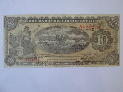 Mexic 10 Pesos 1914 aUNC-Guvernul Provizoriu foto