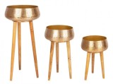 Cumpara ieftin Set 3 suporturi ghivece flori lemn aluminiu Varanasi 31x45.5 cm, 34x59 cm, 37.5x84.5 cm