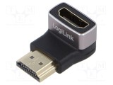 Adaptor HDMI 2.1 90&deg; LOGILINK negru, soclu-plug aurit
