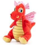 Dragon Plus Portocaliu Amek Toys 30 Cm, Jucarie Copii Peste 12 Luni, Material Textil, Fabricat in Bulgaria