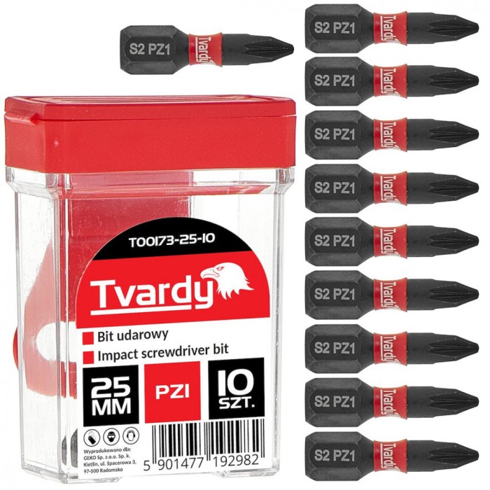 Set biti de impact PZ1, 25 mm S2, 10 bucati, Tvardy T00173-25-10