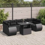 Cumpara ieftin Gossi set mobilier de gradina cu perne, 8 piese, negru, poliratan