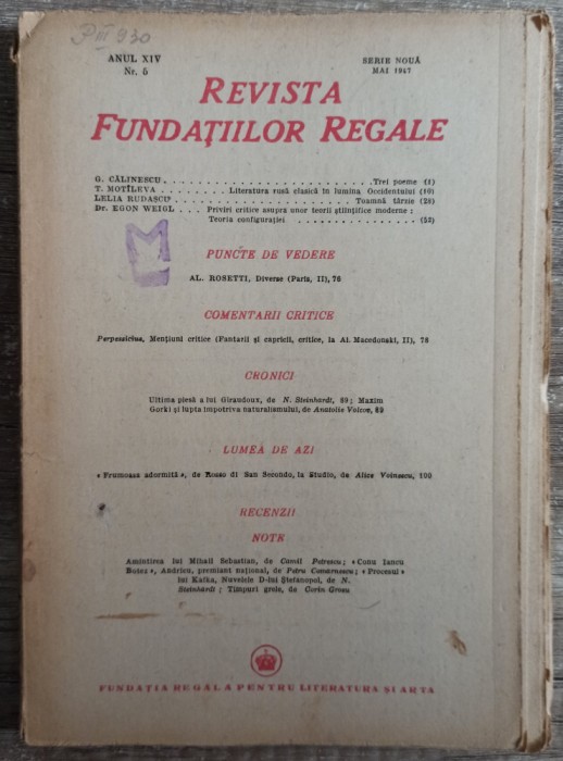 Revista Fundatiilor Regale// mai 1947