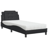 Cumpara ieftin Pat cu saltea, Zadar, negru, 100x200 cm, piele ecologica