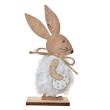 Cumpara ieftin Figurina Iepuras Paste lemn maro textil alb 7x4x15 cm