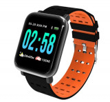 Cumpara ieftin Ceas Smartwatch Techstar&reg; A6, 1.3inch, Bluetooth 4.0, Monitorizare Tensiune, Puls, Oxigenare Sange, Alerte Sedentarism, Portocaliu