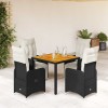 Gossi set bistro de gradina cu perne, 5 piese, negru, poliratan