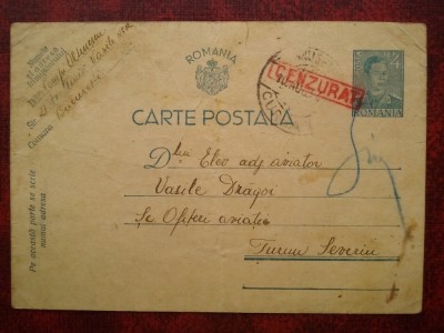 1941-C.P. circ.CENZURAT-Bucuresti-T.Severin- foto