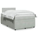 Gossi pat box spring cu saltea, gri deschis, 120x190 cm, catifea