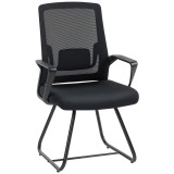 HOMCOM Scaun de Birou Fără Roți Ergonomic cu Brațe pentru Sala de Așteptare, Negru | Aosom Romania