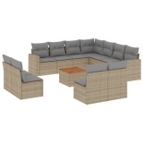 Cumpara ieftin Set canapele de gradina, 12 piese, cu perne, bej, poliratan