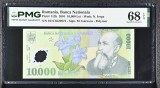 10000 lei 2001 pmg68 unc bancnota gradata