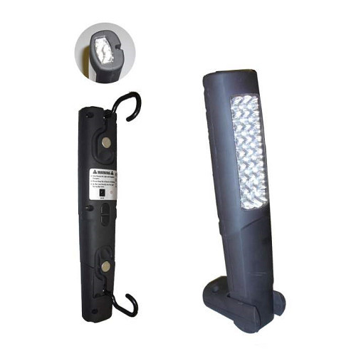 LAMPA DE LUCRU PORTABILA 24+6 LEDURI DUBLU MAGNETICA. SUPORT SI BAZA METALICA