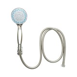 Set para dus cu 5 functii, furtun zincat 1,5 m si suport perete, crom