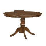 Masa extensibila living si bucatarie HM William, lemn masiv, blat MDF, 4 persoane, 90-124x90x75 cm, nuc