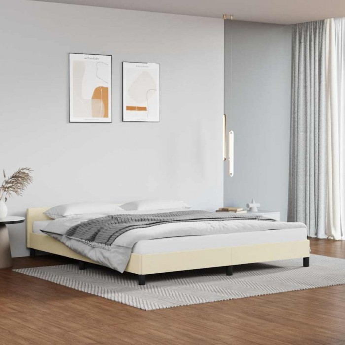 vidaXL Cadru de pat cu tăblie fără saltea, crem, 160x200 cm 347509