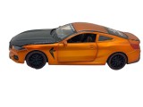 Macheta replica metal BMW M8 portocaliu cu sunet si lumini, deschide usile, portbagajul, capota 1/24