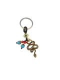 Breloc GOBI&reg; Feng Shui cu Șarpe Auriu și Mărgele Turcoaz &ndash; Protecție,