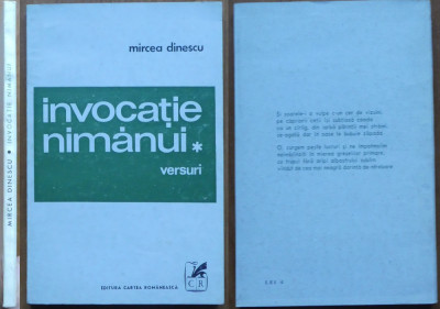 Mircea Dinescu , Invocatie nimanui ; Versuri , 1971 , ed. 1 cu autograf , debut foto