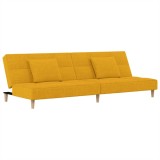 Cumpara ieftin Canapea extensibila cu 2 locuri, 2 perne, galben, textil