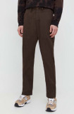 Abercrombie &amp; Fitch pantaloni de bumbac culoarea maro, drept