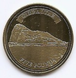 Gibraltar 5 Pounds 2011 - Rock of Gibraltar, Alama, 32 mm KM-1475 UNC !!!