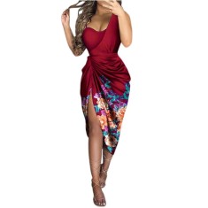Rochie eleganta, cu drapaj si imprimeu floral