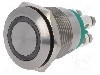 Intrerupator anti-vandalism, OFF-(ON), &Oslash;19mm, BULGIN, MPI002/TE/GN/12, T154588