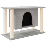 Cumpara ieftin Ansamblu de pisici, stalpi din funie sisal, gri deschis, 50 cm