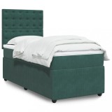 Cumpara ieftin Gossi pat box spring cu saltea, verde inchis, 90x190 cm, catifea