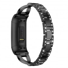 Curea bratara metalica Edman luxury pentru Fitbit Charge 3, Negru